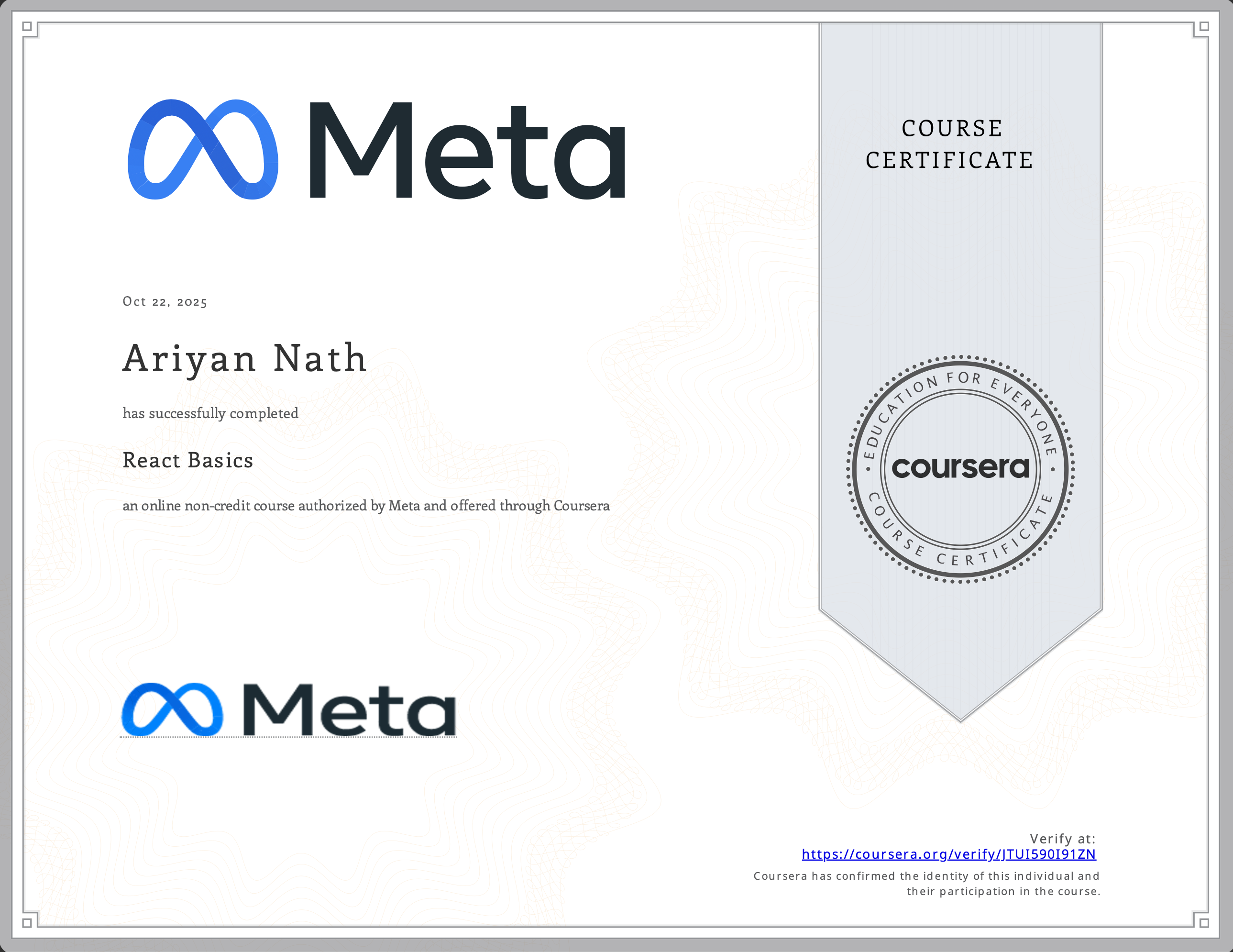 React Certificate