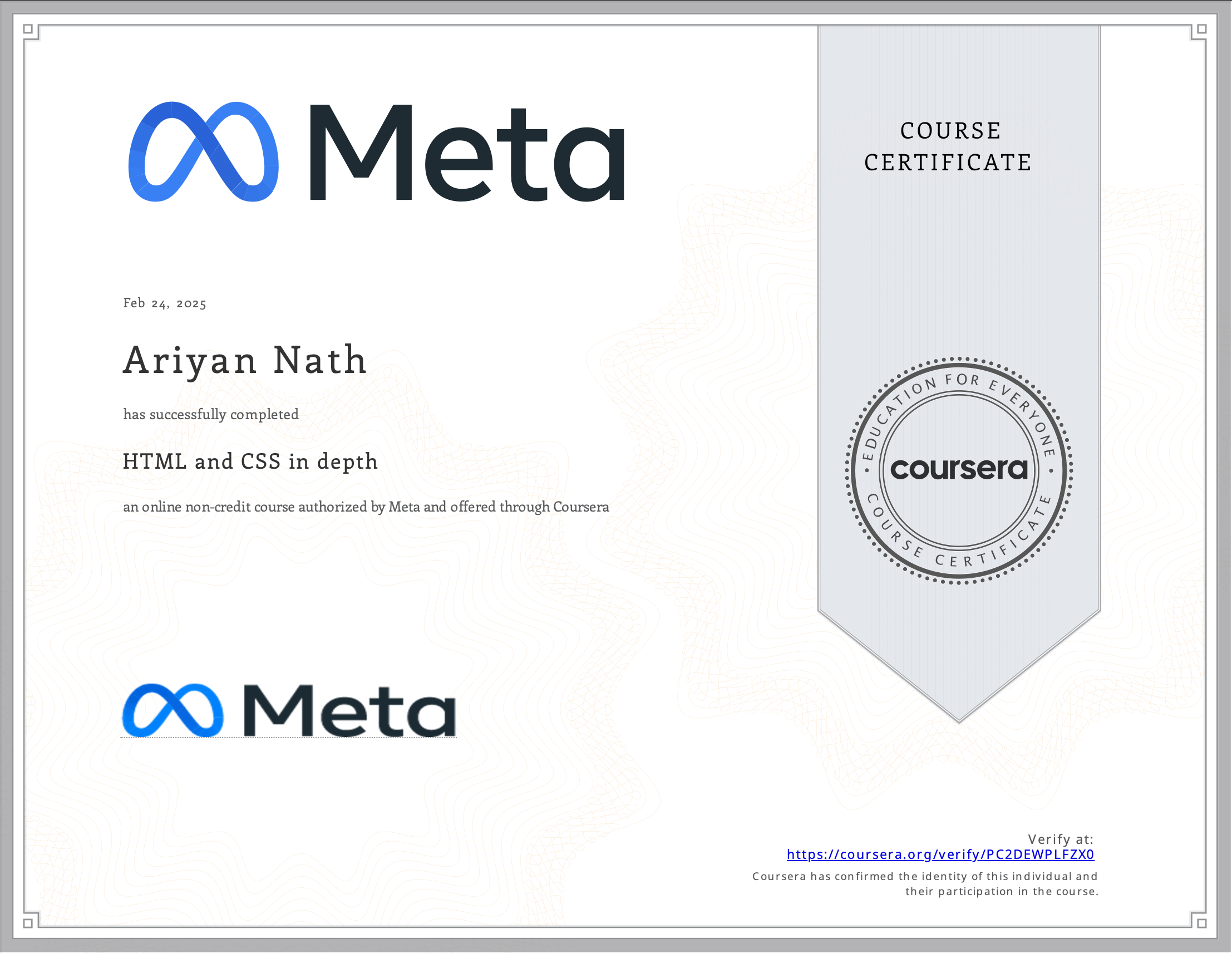HTML CSS Certificate